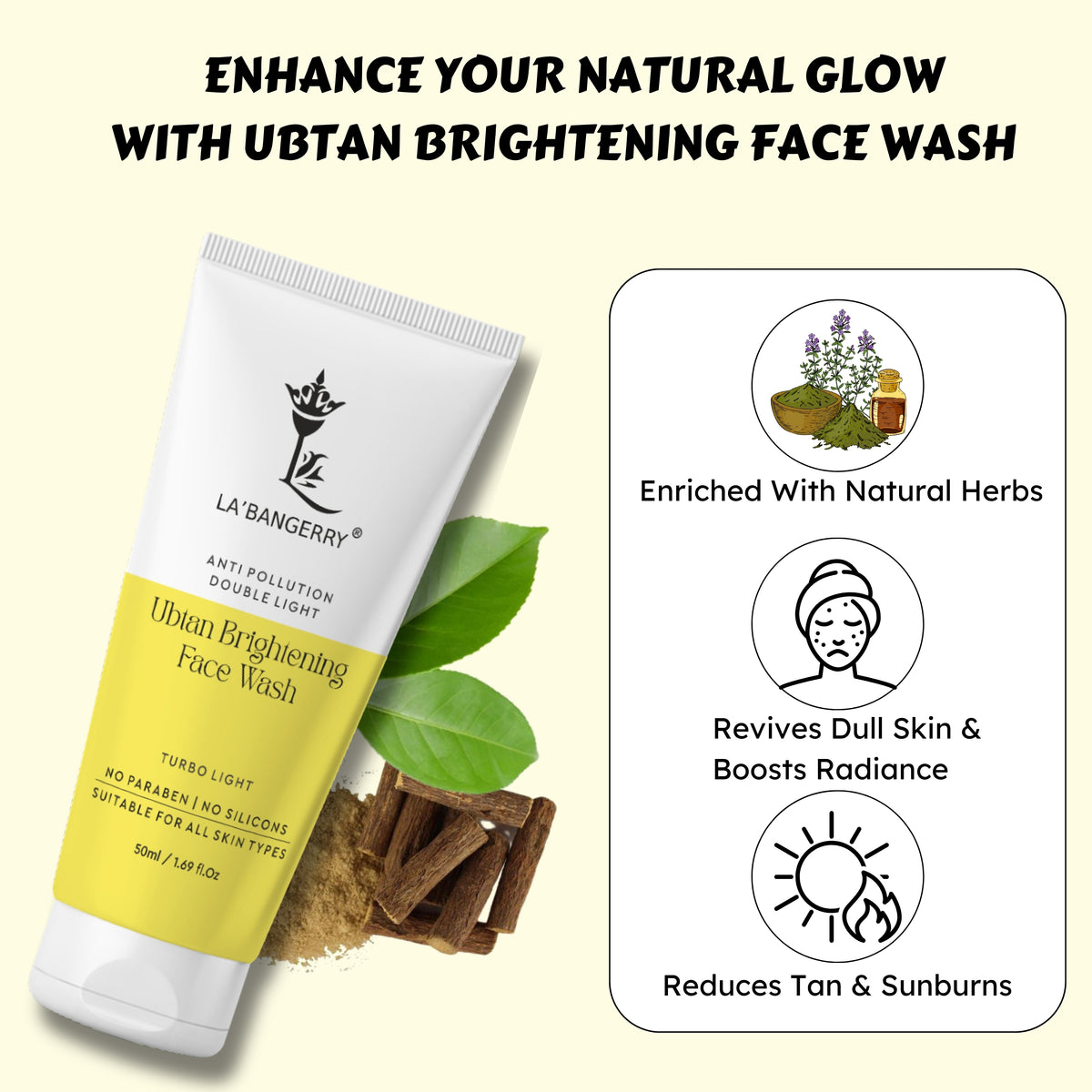enhance your natural glow with ubtan brightening face wash