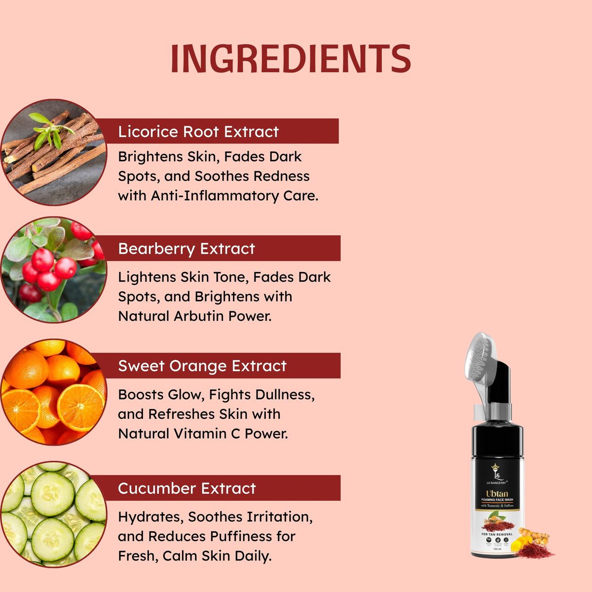 Ingredients Of Ubtan Foaming Face Wash
